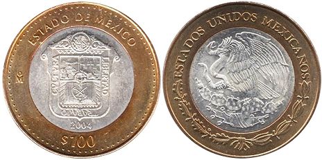 México moneda 100 Pesos 2004 Estado de México