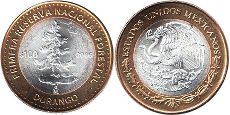 Mexico coin 100 Pesos 2006 Durango