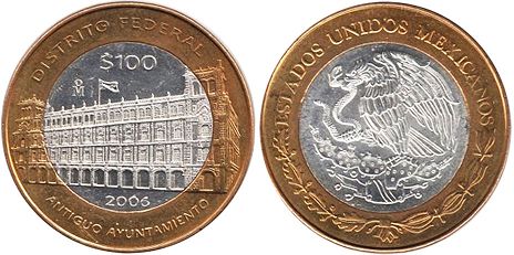 Mexico coin 100 Pesos 2006 Distrito Federal