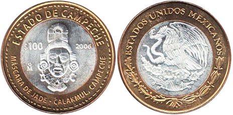 México moneda 100 Pesos 2006 Campeche