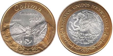 México moneda 100 Pesos 2006 Colima
