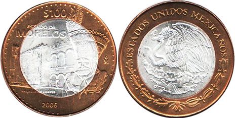 Mexico coin 100 Pesos 2006 Morelos