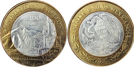 México moneda 100 Pesos 2007 Nuevo León