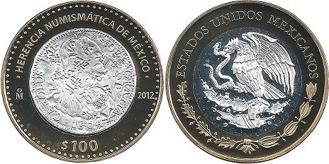 Mexico coin 100 Pesos 2012 resellada en Oriente