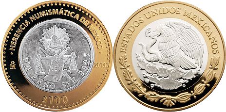 México moneda 100 Pesos 2013 balanza 