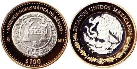 México moneda 100 Pesos 2013 Carlos y Juana