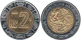 México moneda 2 pesos 1994