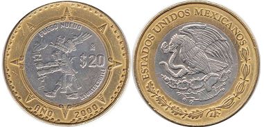 Mexico coin 20 pesos 2000 Señor del Fuego