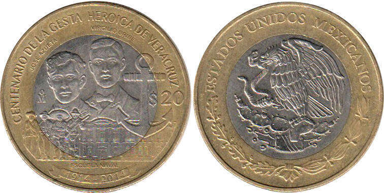 México moneda 20 pesos 2014 Veracruz