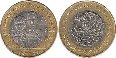 Mexico coin 20 pesos 2014 Veracruz
