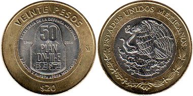 Mexico coin 20 pesos 2016 Plan DN-III-E