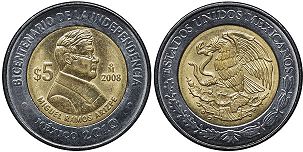 México moneda 5 pesos 2008 Miguel Ramos Arizpe