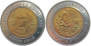 Mexico coin 5 pesos 2008 Heriberto Jara