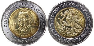 México moneda 5 pesos 2009 Luis Cabrera