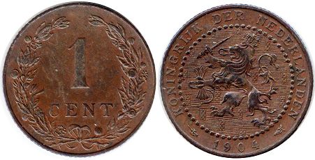 Moneda Países Bajos 1 cent 1904