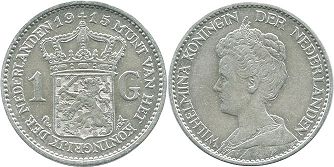 Moneda Países Bajos 1 florín 1914