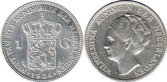 Moneda Países Bajos 1 florín 1924