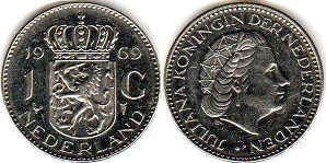 Moneda Países Bajos 1 florín 1969