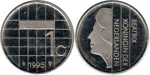 Moneda Países Bajos 1 florín 1995