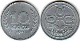 Moneda Países Bajos 10 cent 1941