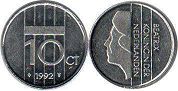 Moneda Países Bajos 10 cent 1992
