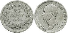 Moneda Países Bajos 25 cent 1848