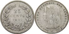 Moneda Países Bajos 25 cent 1897