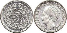 Moneda Países Bajos 25 cent 1941