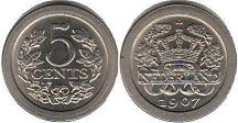 Moneda Países Bajos 5 cent 1907