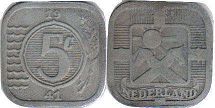 Moneda Países Bajos 5 cent 1941