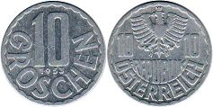 Moneda Austria 10 groschen 1953