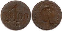 Moneda Austria 100 kronen 1924