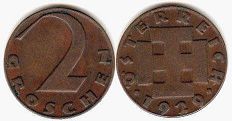 Moneda Austria 2 groschen 1929