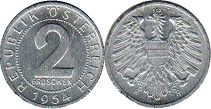 Moneda Austria 2 groschen 1954