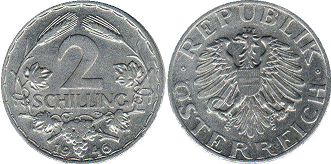 Moneda Austria 2 chelín 1946