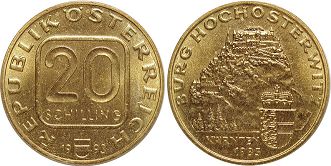 Moneda Austria 20 chelín 1993 Castillo Hochosterwitz