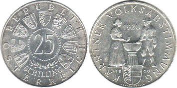 Moneda Austria 25 chelín 1960 Volksabstimmung in Kärnten