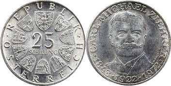 Moneda Austria 25 chelín 1972 Karl Michael Ziehrer