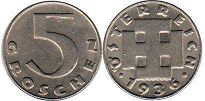 Moneda Austria 5 groschen 1926
