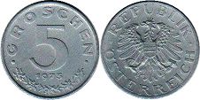 Moneda Austria 5 groschen 1973