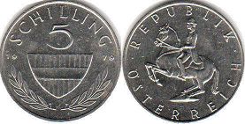 Moneda Austria 5 chelín 1979