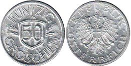 Moneda Austria 50 groschen 1955