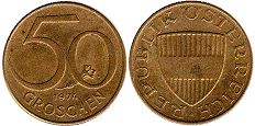 Moneda Austria 50 groschen 1974