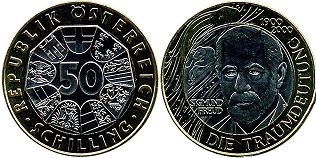 Moneda Austria 50 chelín 2000 Die Traumdeutung de Sigmand Freud