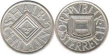 Moneda Austria 1/2 chelín 1925