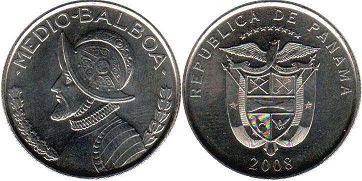 moneda Panamá 1/2 balboa 2008