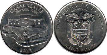 moneda Panamá 1/2 balboa 2012 Casas de los reyes