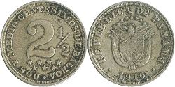 moneda Panama 2 y 1/2 centésimos 1916