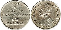 moneda Panama 2 y 1/2 centésimos 1940