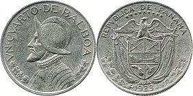 moneda Panama 25 centésimos 1983